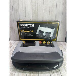 Bostitch HP40 EZ Squeeze 40 Sheet 3 Hole Punch - Silver/Black with Box Office